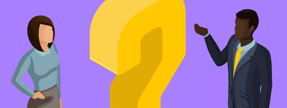 Two people question mark