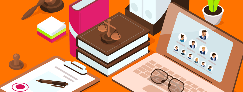 Desk with computer and books