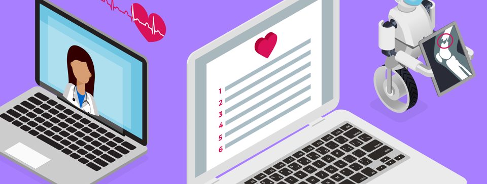 Laptop screens and a robot