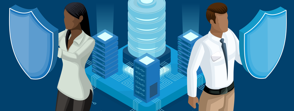 magnifying glass looking at a server