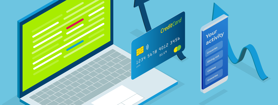 Laptop, credit card and credentials