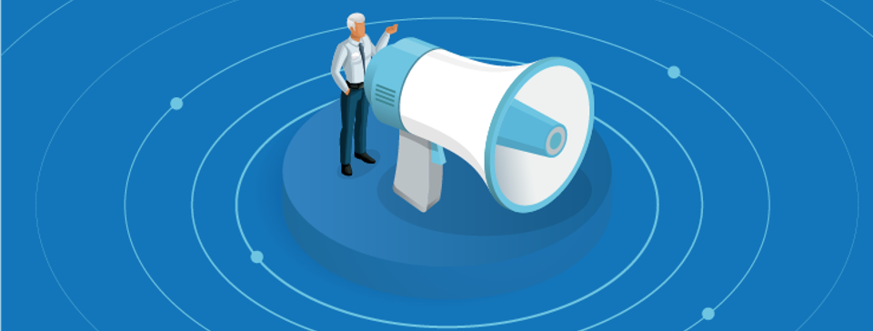 News megaphone on blue background