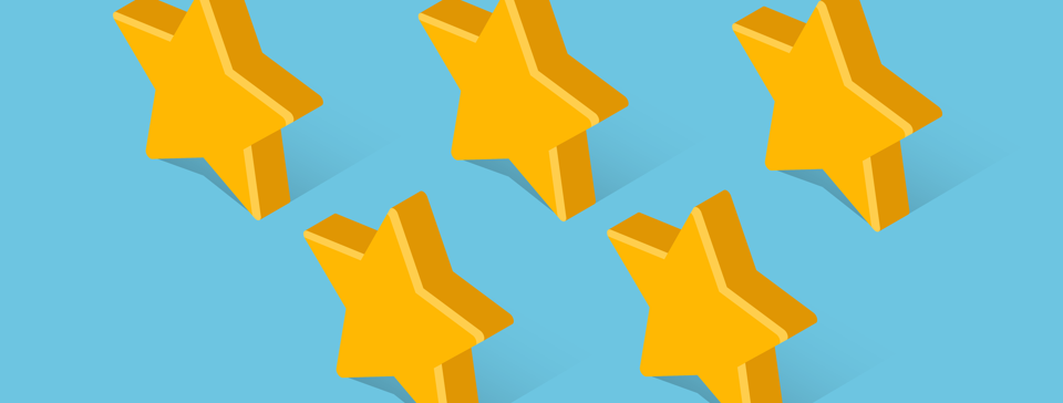 5 stars on blue background 
