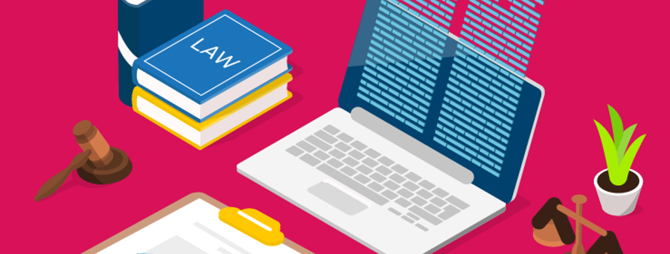 Laptop with papers and hammer