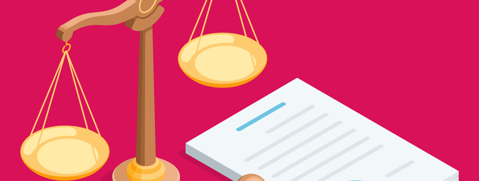 Weighing scales on red background