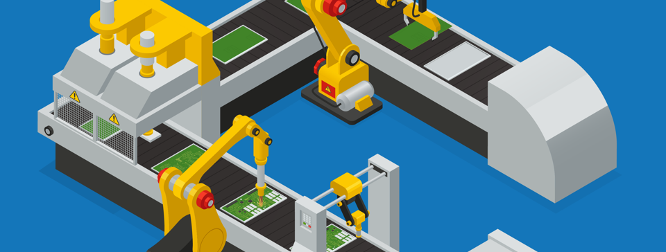 machines assembling product on conveyor belt